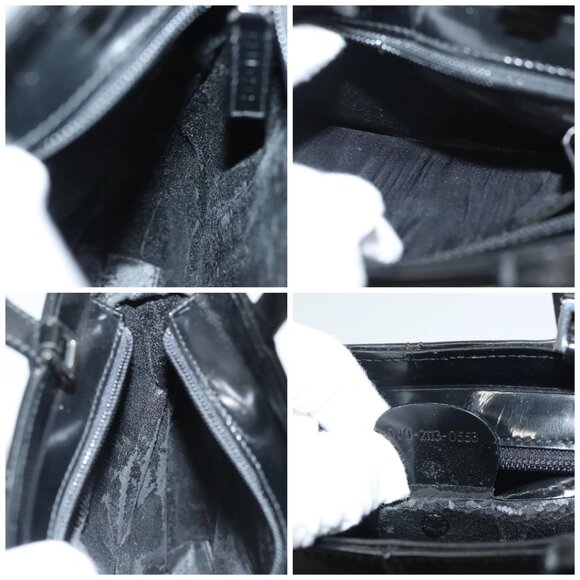 GUCCI Hand Bag Enamel 2way Black Gold 000 2113 - Picture 15 of 16